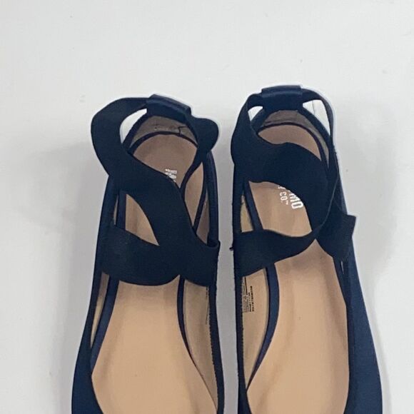 MOSSIMO BALLT FLATS W/ AUHKE STRAP WIDE-WITH WOMEN SHOES SIZE 7 BLACK AND BLUE - Picture 5 of 8